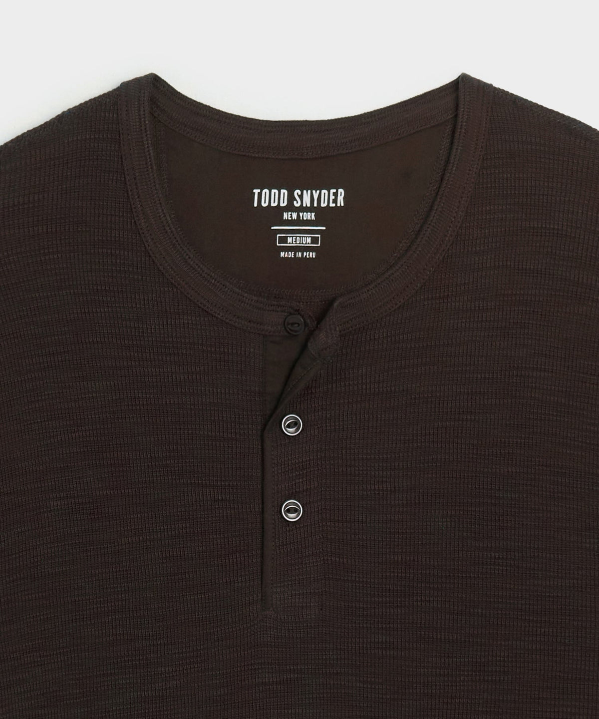 Todd Snyder Lightweight Mini Waffle Henley - Espresso Bean