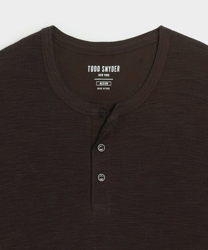 Todd Snyder Lightweight Mini Waffle Henley - Espresso Bean