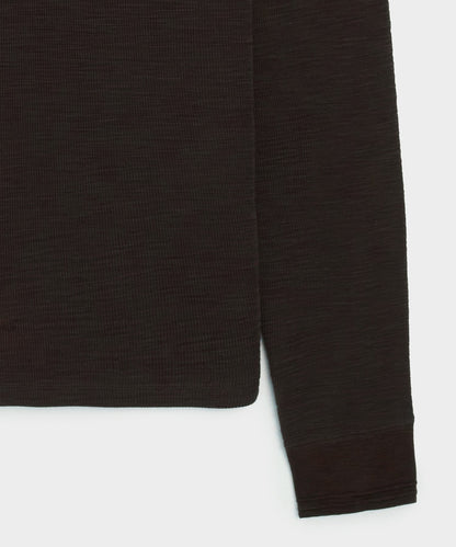 Todd Snyder Lightweight Mini Waffle Henley - Espresso Bean