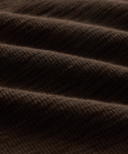 Todd Snyder Lightweight Mini Waffle Henley - Espresso Bean