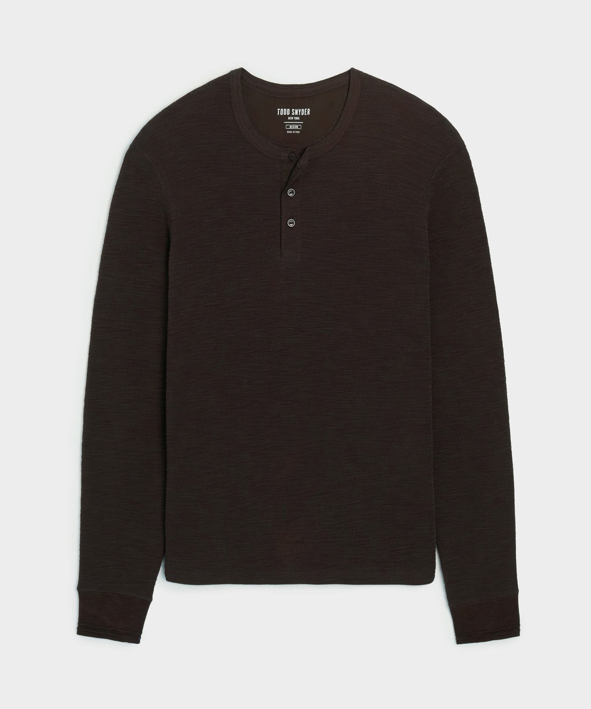 Todd Snyder Lightweight Mini Waffle Henley - Espresso Bean