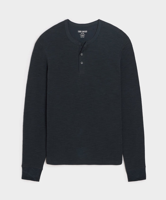 Todd Snyder Lightweight Mini Waffle Henley - Navy Batik