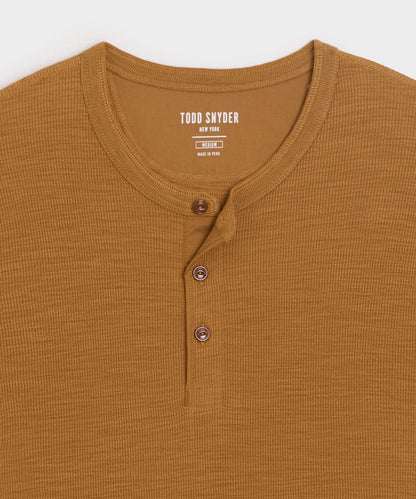 Todd Snyder Lightweight Mini Waffle Henley - Raw Twill