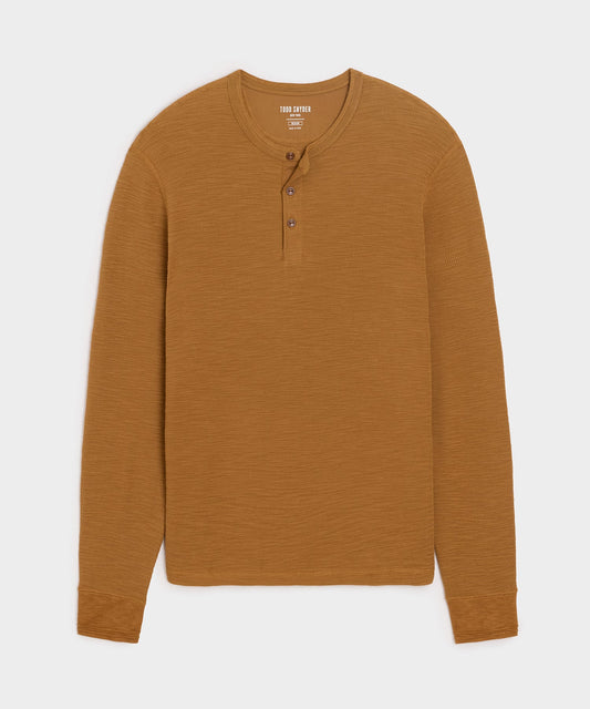 Todd Snyder Lightweight Mini Waffle Henley - Raw Twill