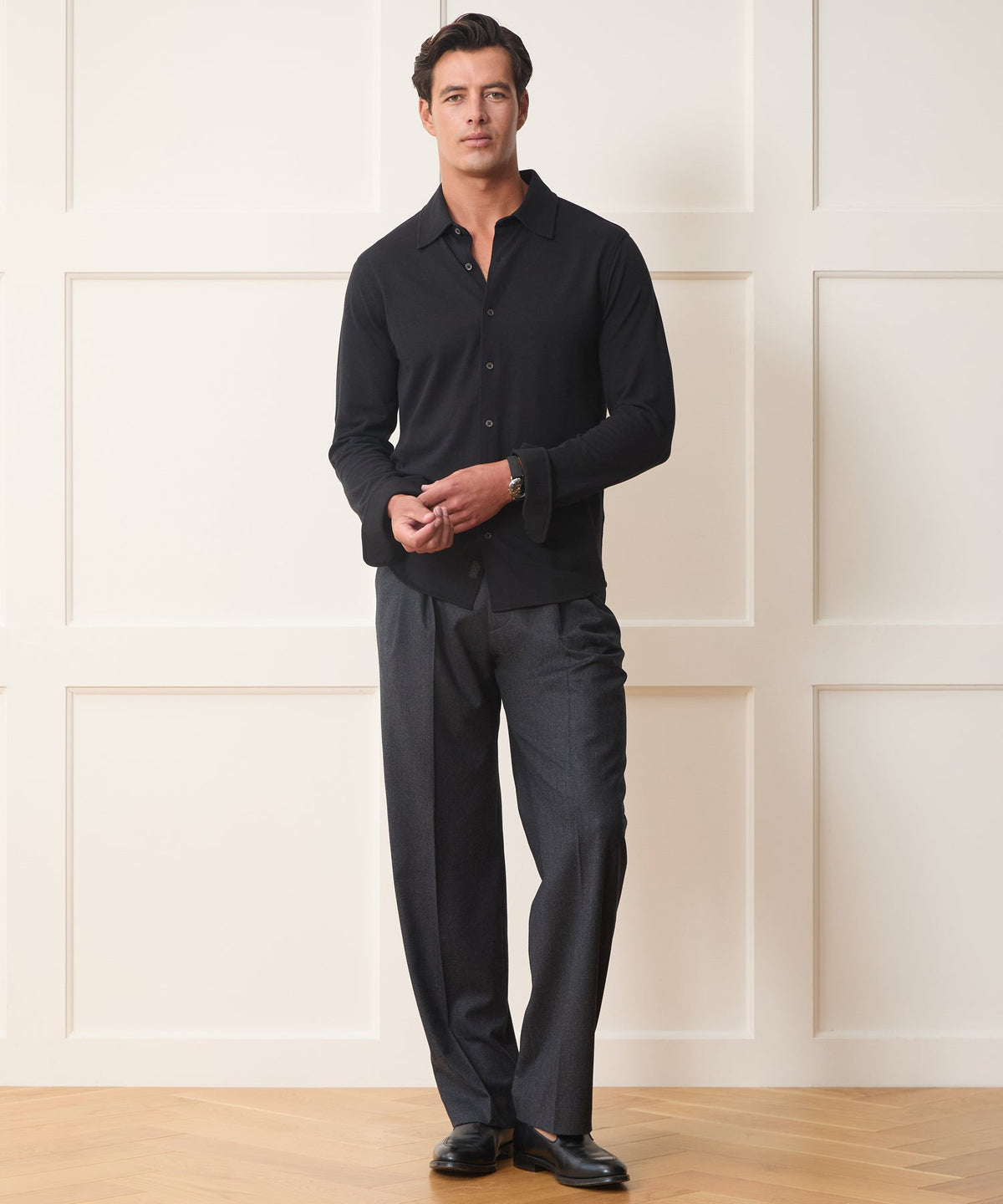 Todd Snyder Cotton-Cashmere Pique Shirt - Black
