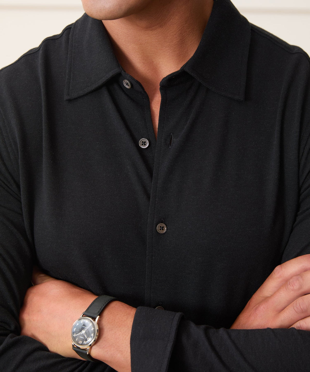 Todd Snyder Cotton-Cashmere Pique Shirt - Black