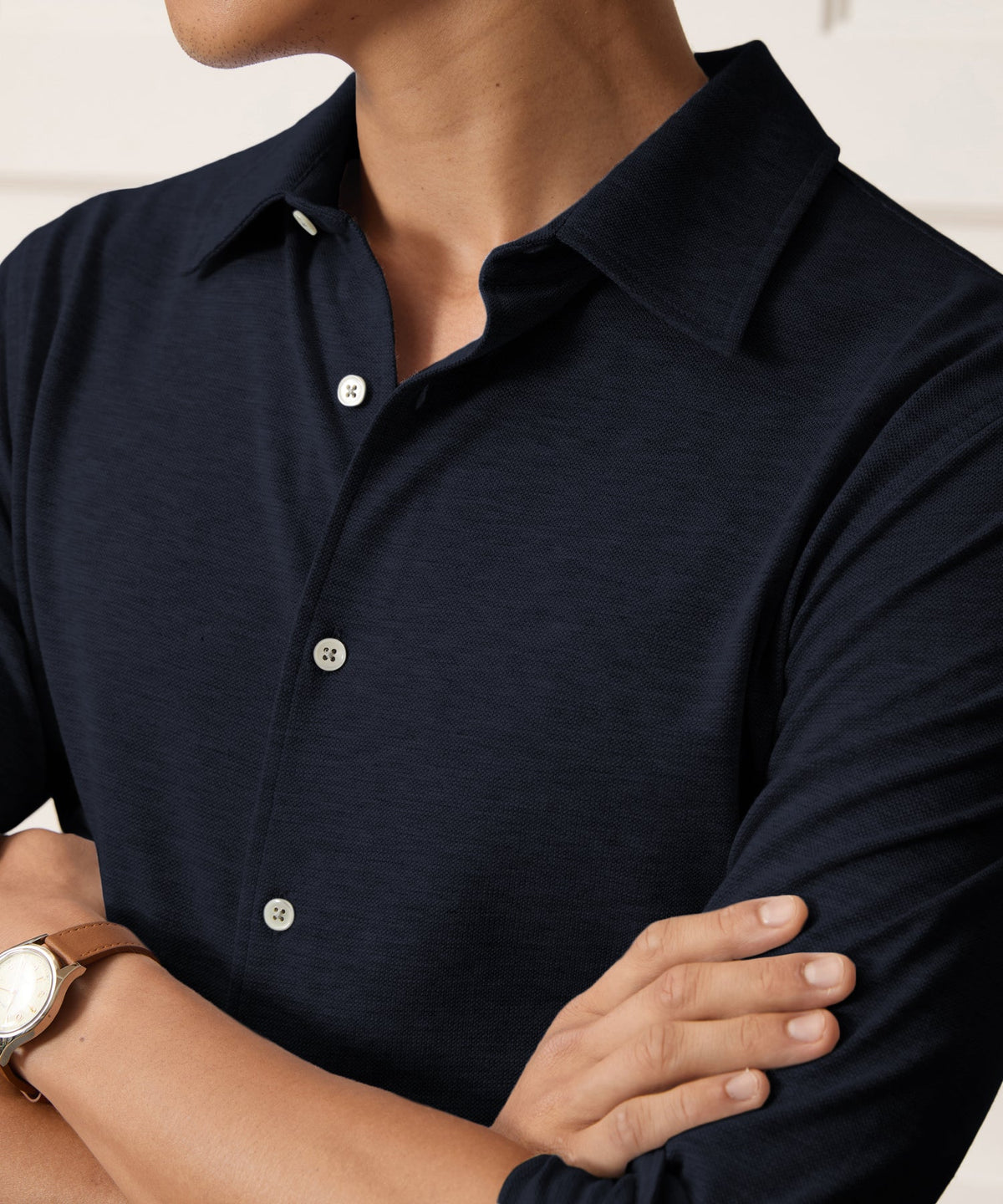 Todd Snyder Cotton-Cashmere Pique Shirt - Navy