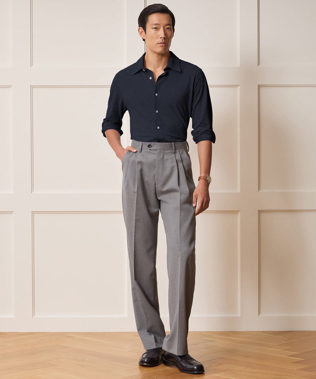 Todd Snyder Cotton-Cashmere Pique Shirt - Navy