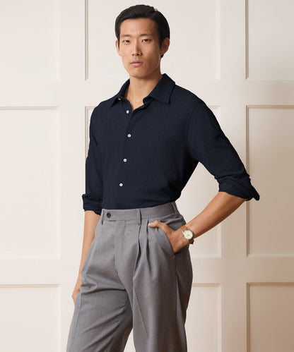 Todd Snyder Cotton-Cashmere Pique Shirt - Navy