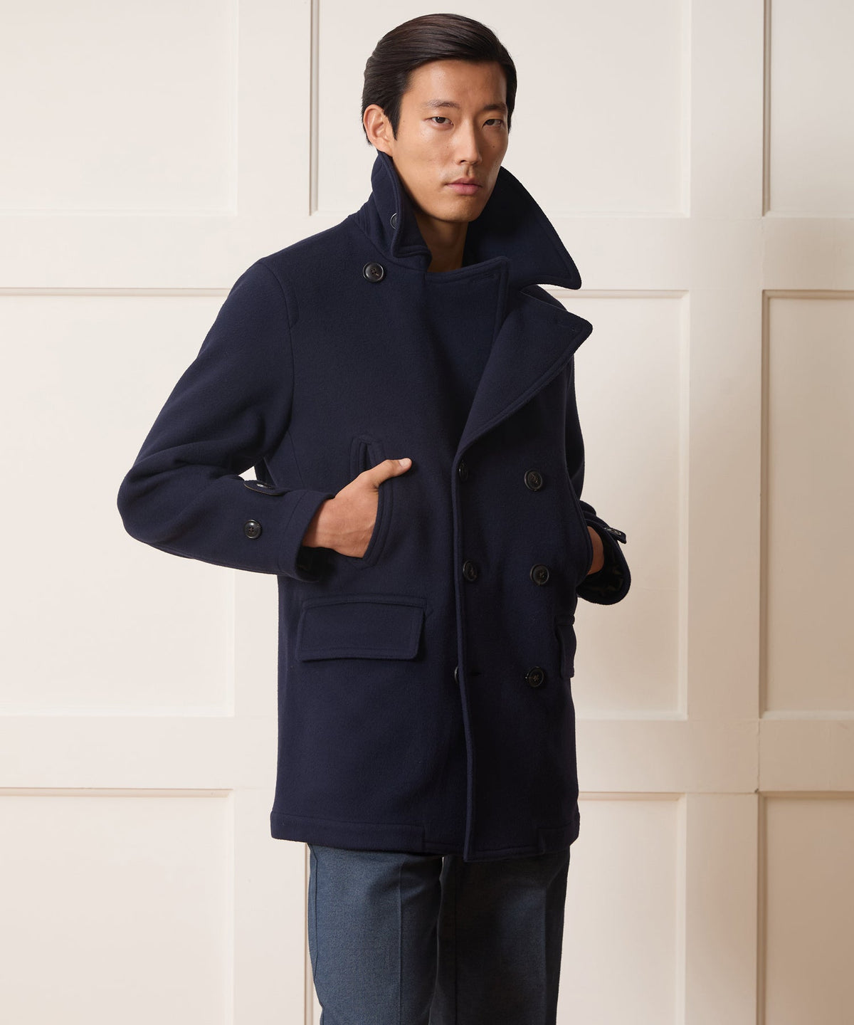 Todd Snyder Italian Wool-Cashmere Peacoat - Navy