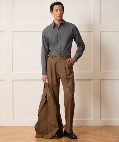Todd Snyder Italian Featherweight Flannel Long Point Collar Dress Shirt - Charcoal