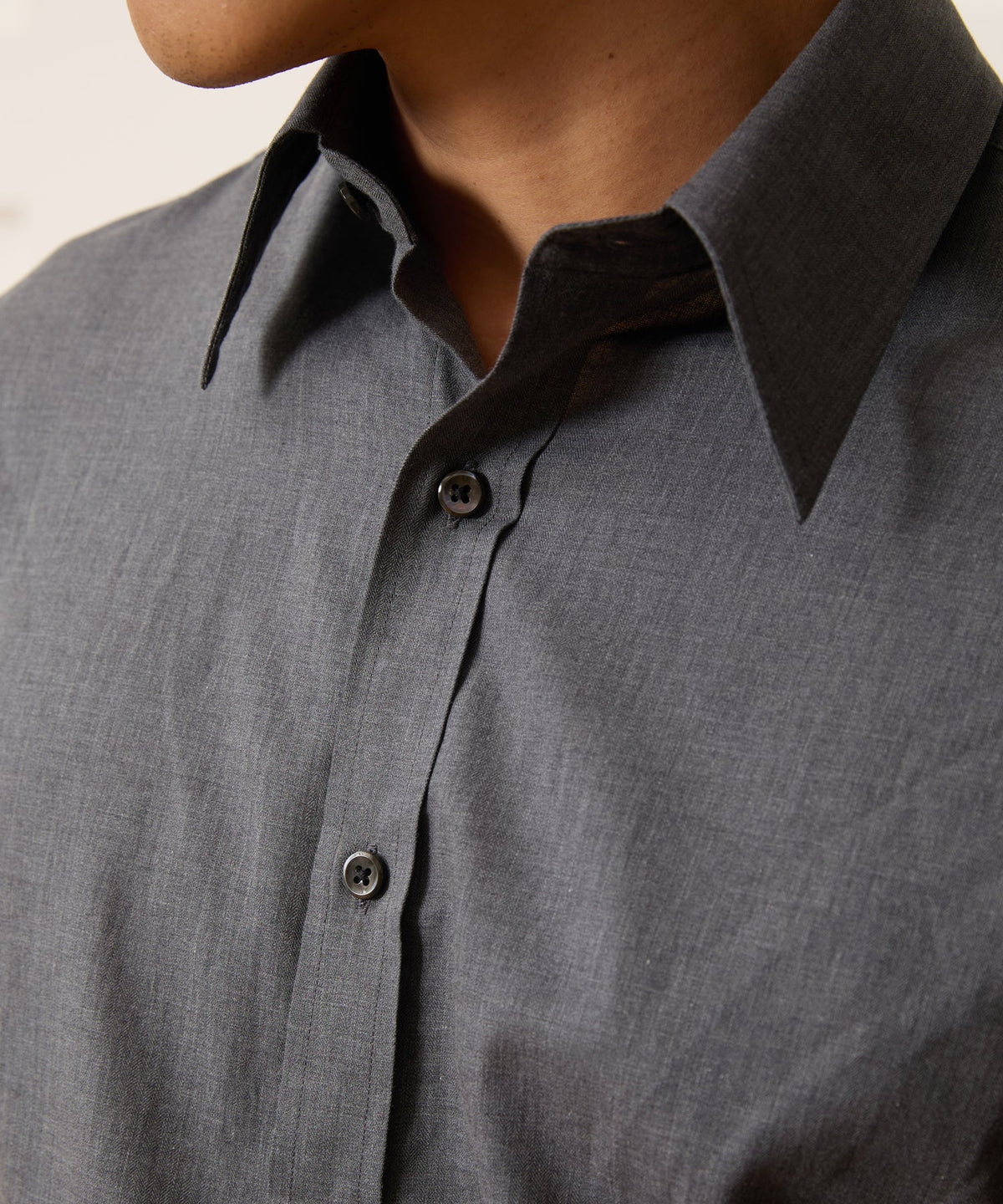Todd Snyder Italian Featherweight Flannel Long Point Collar Dress Shirt - Charcoal