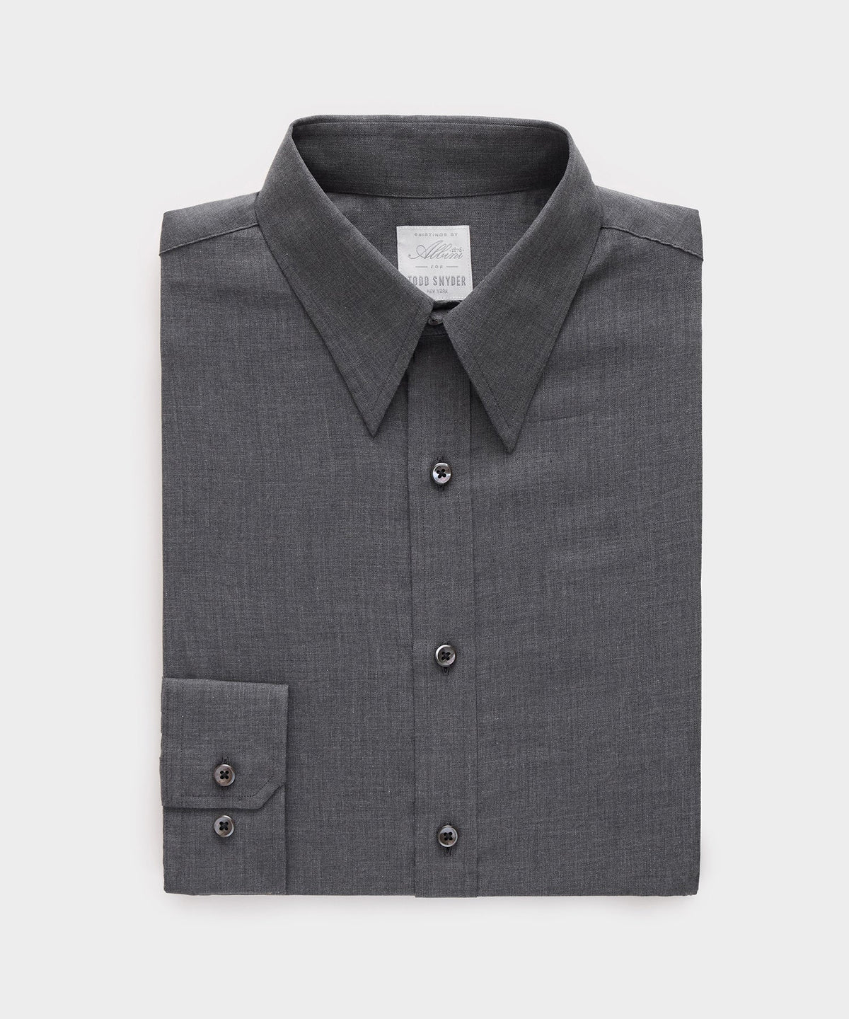 Todd Snyder Italian Featherweight Flannel Long Point Collar Dress Shirt - Charcoal