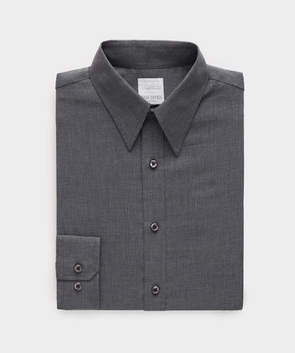 Todd Snyder Italian Featherweight Flannel Long Point Collar Dress Shirt - Charcoal