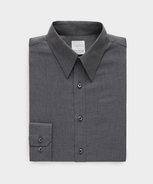 Todd Snyder Italian Featherweight Flannel Long Point Collar Dress Shirt - Charcoal