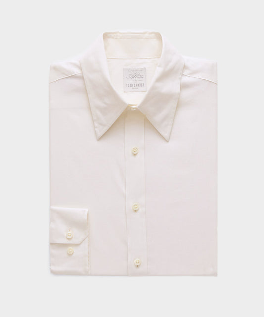 Todd Snyder Italian Featherweight Flannel Long Point Collar Dress Shirt - Cream