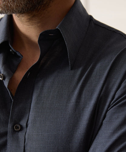 Todd Snyder Italian Featherweight Flannel Long Point Collar Dress Shirt - Navy