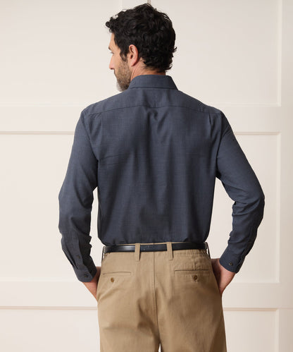 Todd Snyder Italian Featherweight Flannel Long Point Collar Dress Shirt - Navy