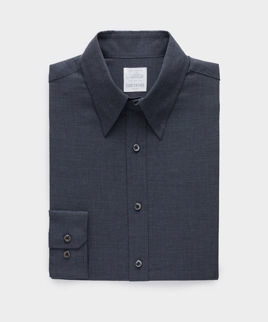 Todd Snyder Italian Featherweight Flannel Long Point Collar Dress Shirt - Navy