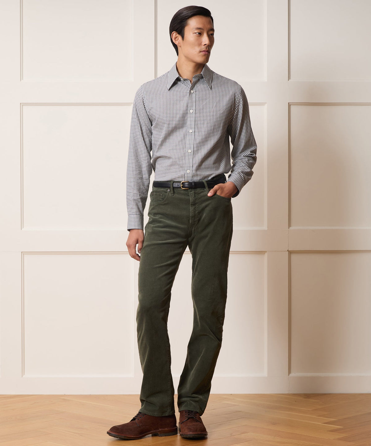 Todd Snyder Italian Featherweight Flannel Long Point Collar Dress Shirt - Charcoal