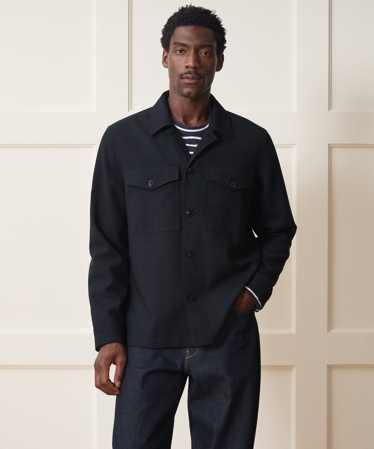 Todd Snyder Italian Wool Military Overshirt - Blue