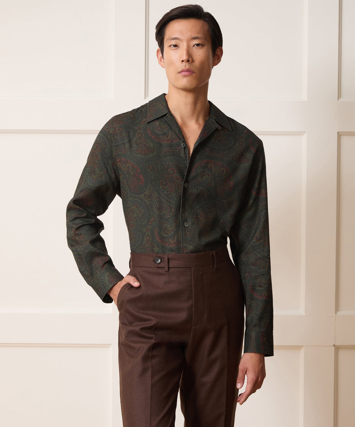 Todd Snyder Paisley Camp Shirt - Olive