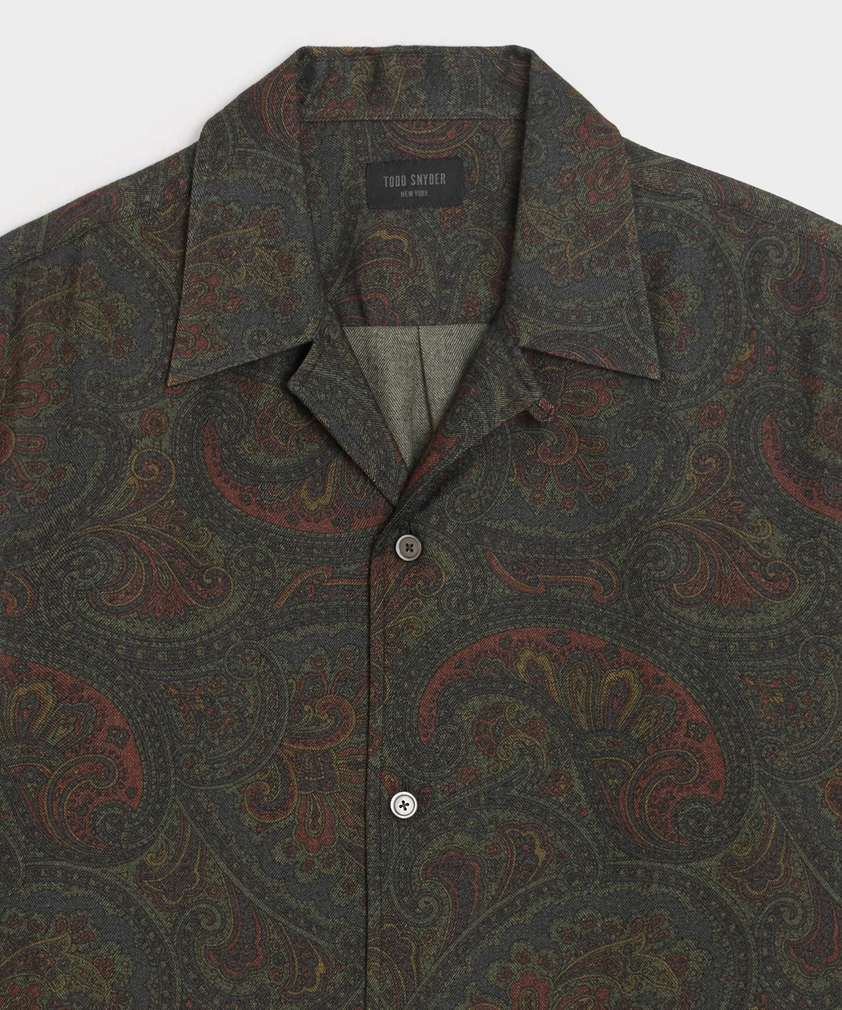 Todd Snyder Paisley Camp Shirt - Olive
