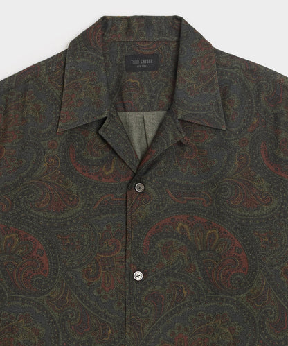 Todd Snyder Paisley Camp Shirt - Olive