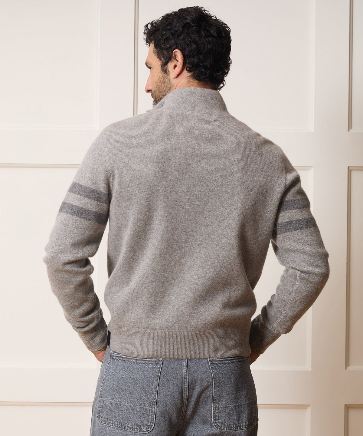 Todd Snyder Todd Snyder x The Ohio State University™ Cashmere Quarter-Zip Sweater - Light Grey Heather