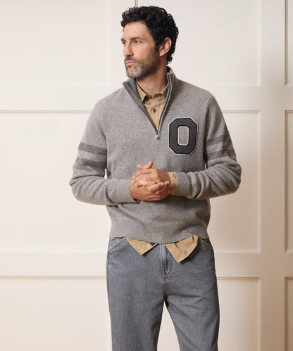 Todd Snyder Todd Snyder x The Ohio State University™ Cashmere Quarter-Zip Sweater - Light Grey Heather
