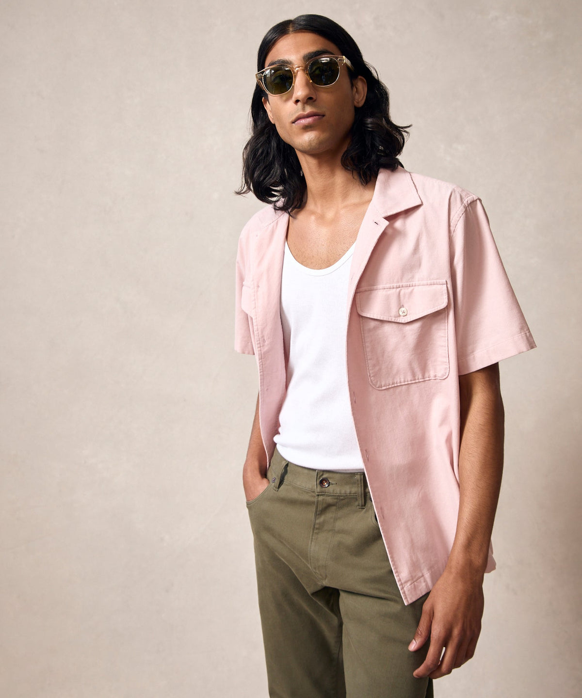 Todd Snyder Corduroy Panama Shirt - Shell Pink