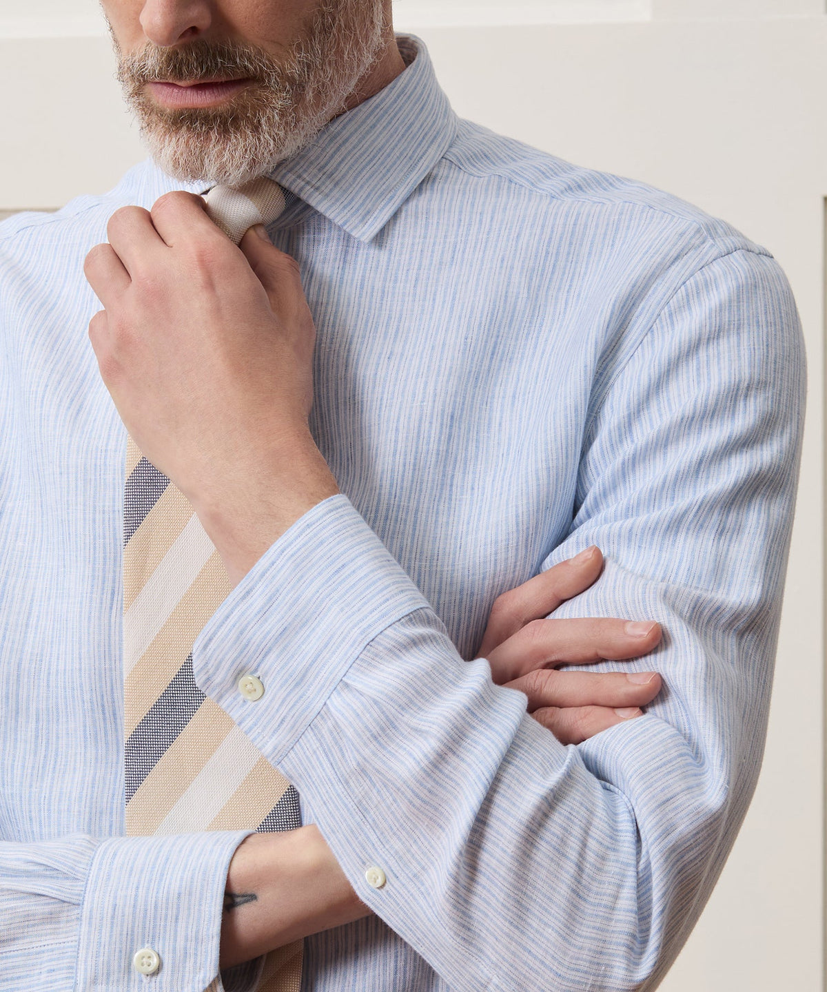 Todd Snyder Italian Linen Spread Collar Dress Shirt - Light Blue