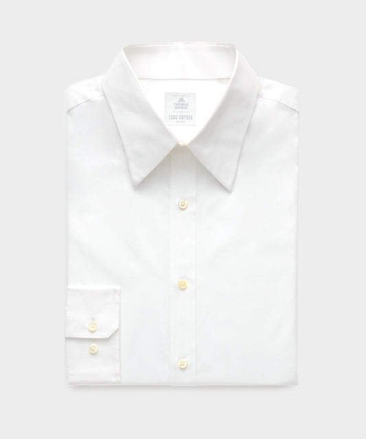 Todd Snyder Cotton Poplin Long Point Collar Dress Shirt - White