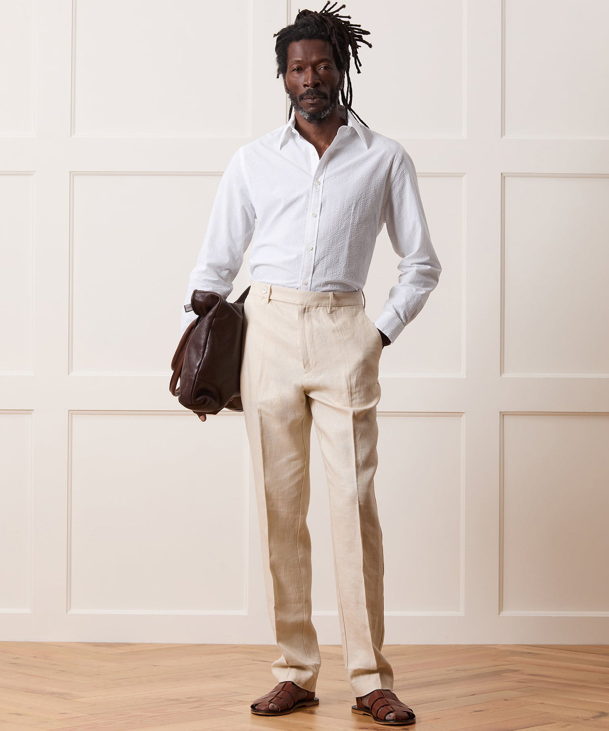 Todd Snyder Seersucker Long Point Collar Dress Shirt - White