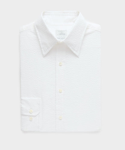Todd Snyder Seersucker Long Point Collar Dress Shirt - White