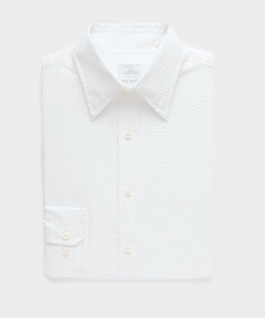 Todd Snyder Seersucker Long Point Collar Dress Shirt - White