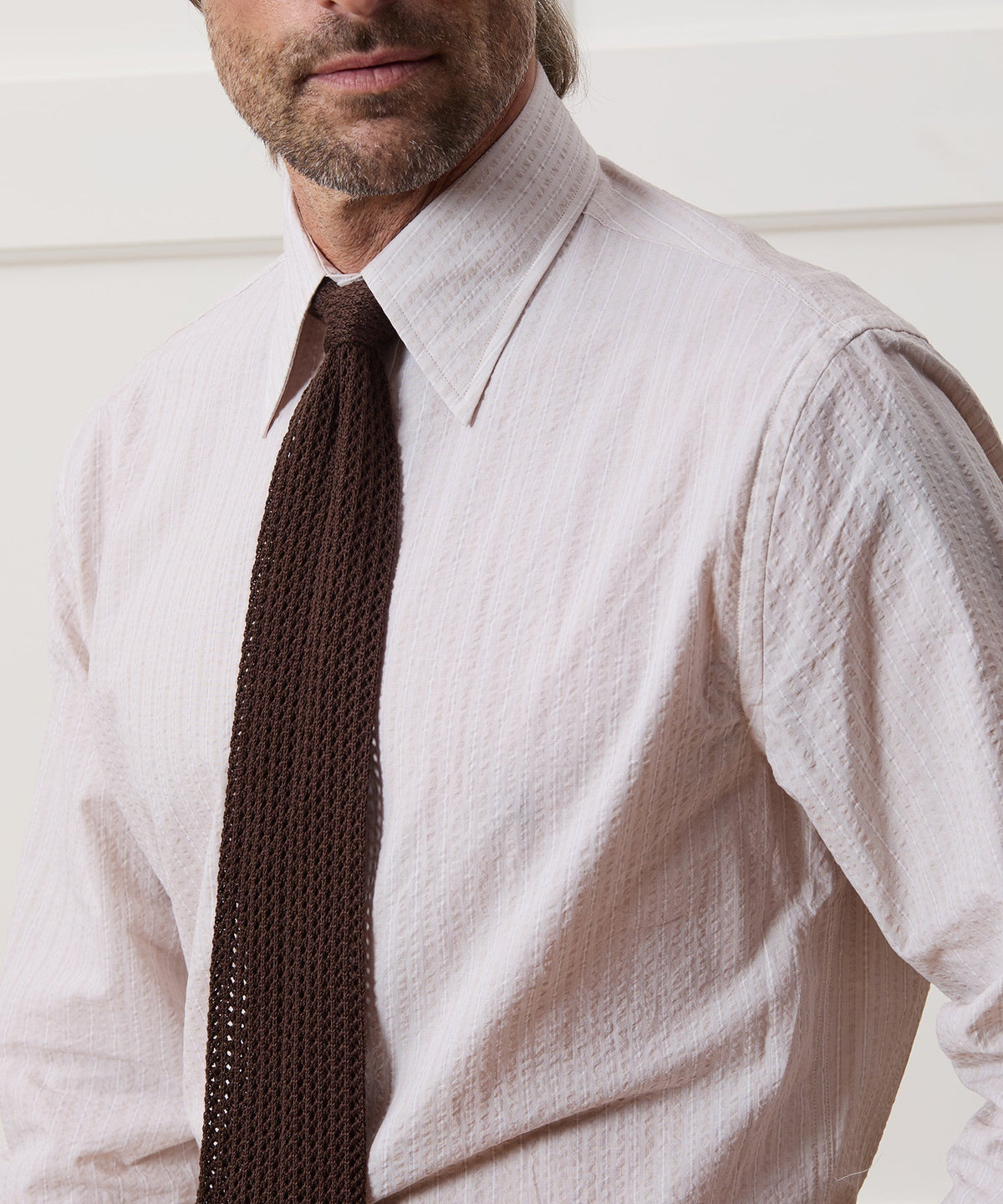Todd Snyder Italian Cotton Open Weave Knit Tie - Dark Brown