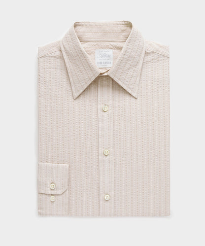 Todd Snyder Seersucker Long Point Collar Dress Shirt - Beige