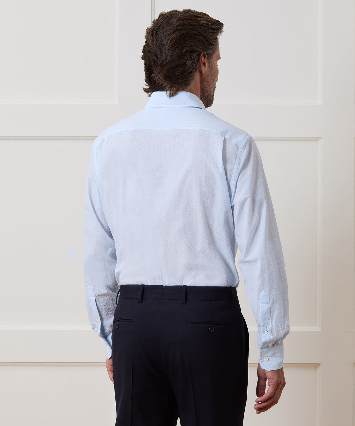 Todd Snyder Seersucker Long Point Collar Dress Shirt - Blue