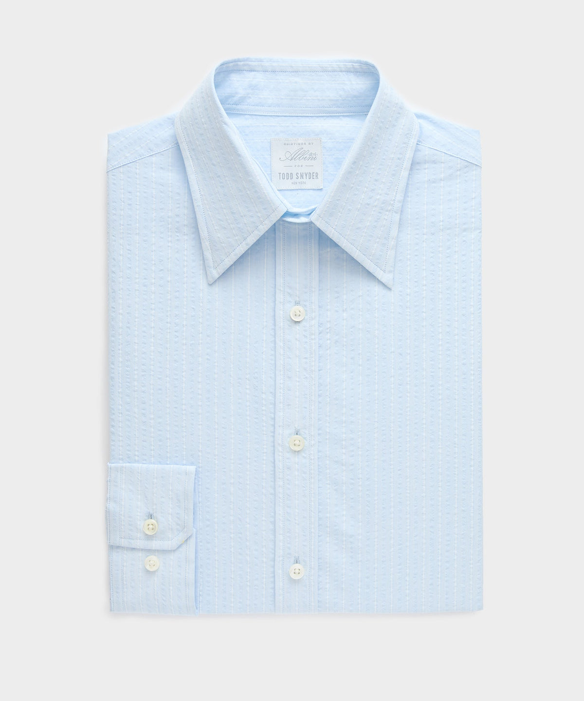 Todd Snyder Seersucker Long Point Collar Dress Shirt - Blue