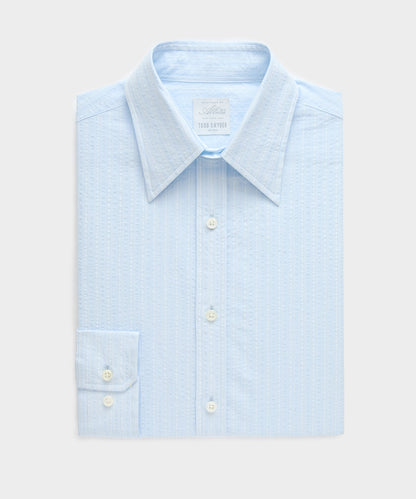 Todd Snyder Seersucker Long Point Collar Dress Shirt - Blue