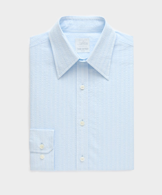 Todd Snyder Seersucker Long Point Collar Dress Shirt - Blue
