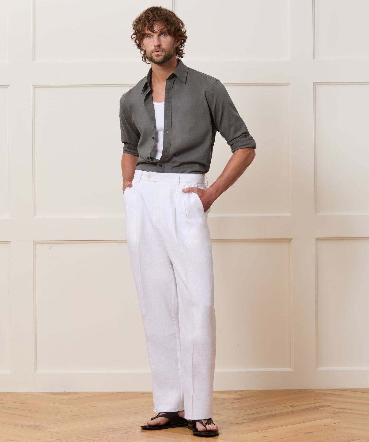 Todd Snyder Slim Summerweight Point Collar Shirt - Wrought Iron