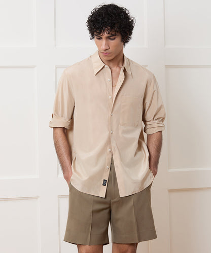 Todd Snyder Cotton-Silk Big Shirt - Khaki