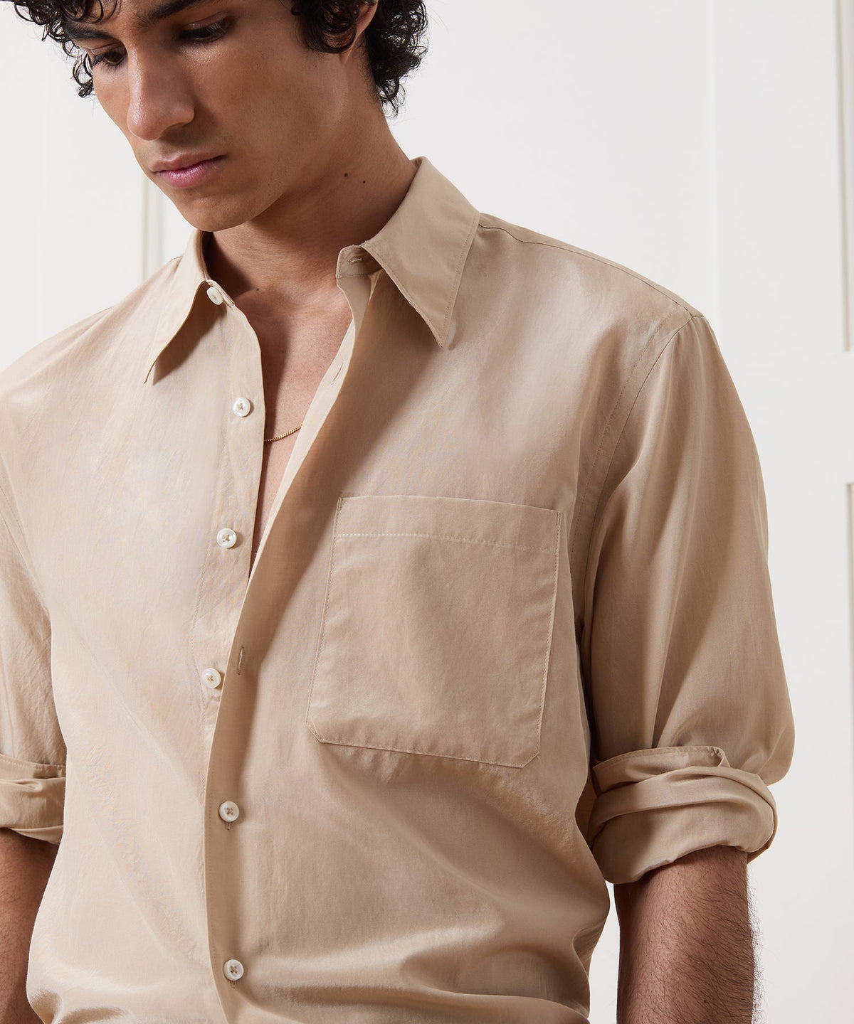 Todd Snyder Cotton-Silk Big Shirt - Khaki