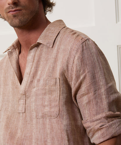 Todd Snyder Relaxed Linen Popover Shirt - Rust