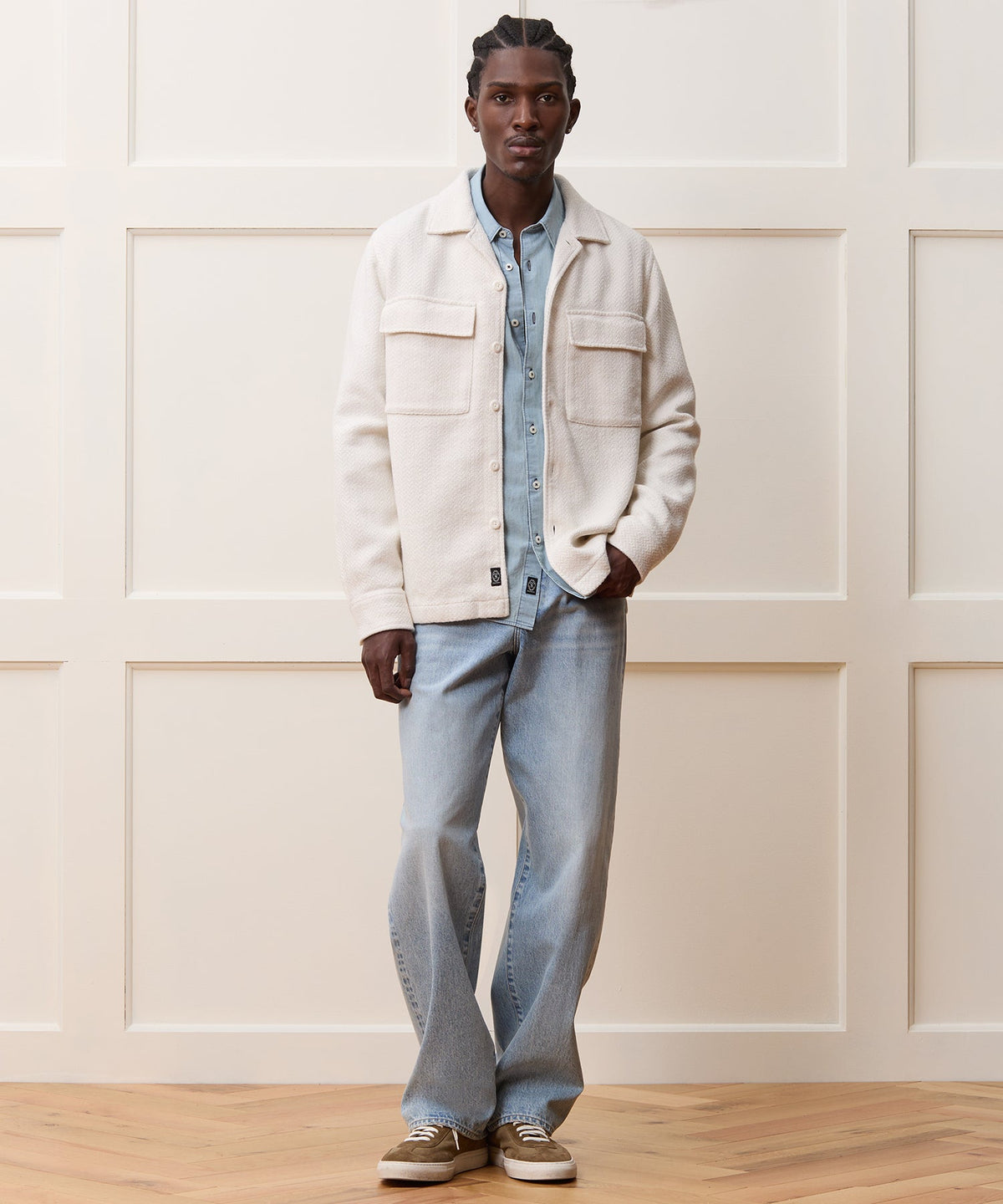 Todd Snyder Linen-Cotton Textured Shirt Jacket - White