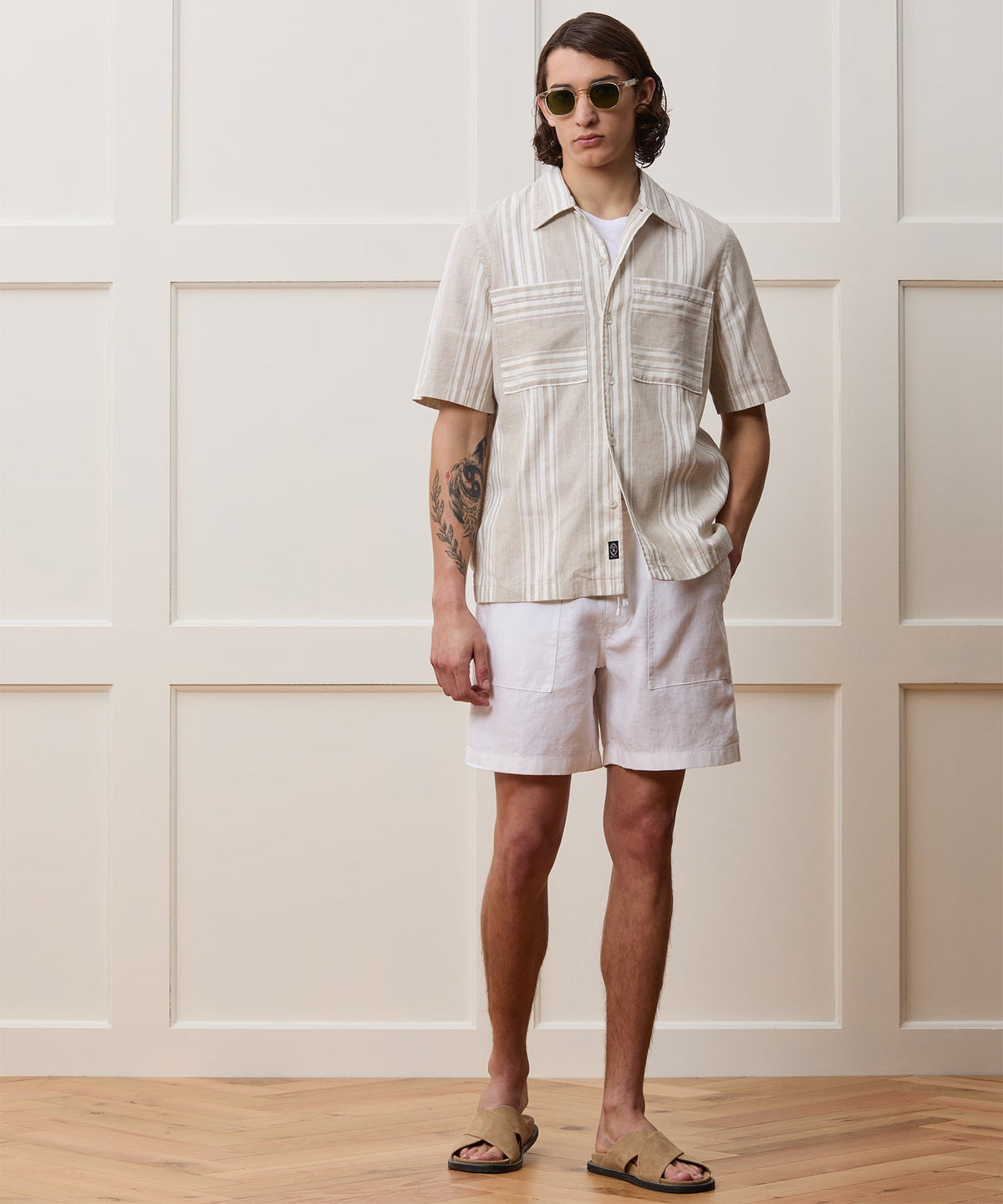 Todd Snyder 7" Linen Beach Short - White