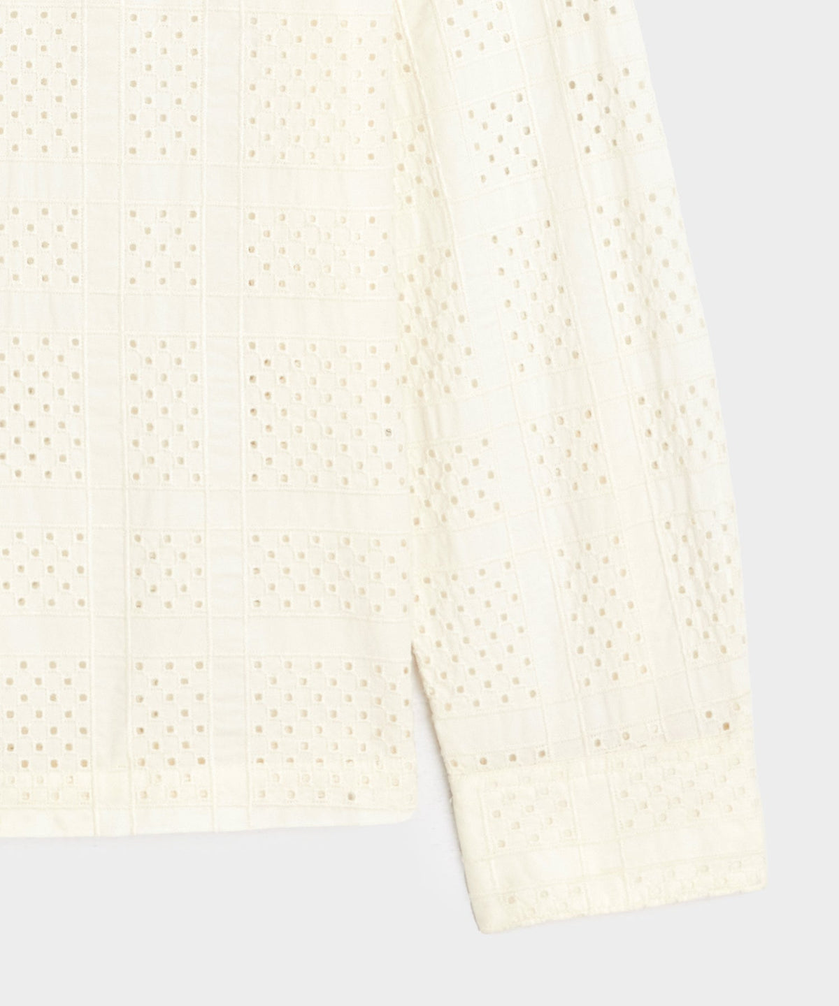Todd Snyder Cropped Embroidered Eyelet Camp Collar Shirt - Cream
