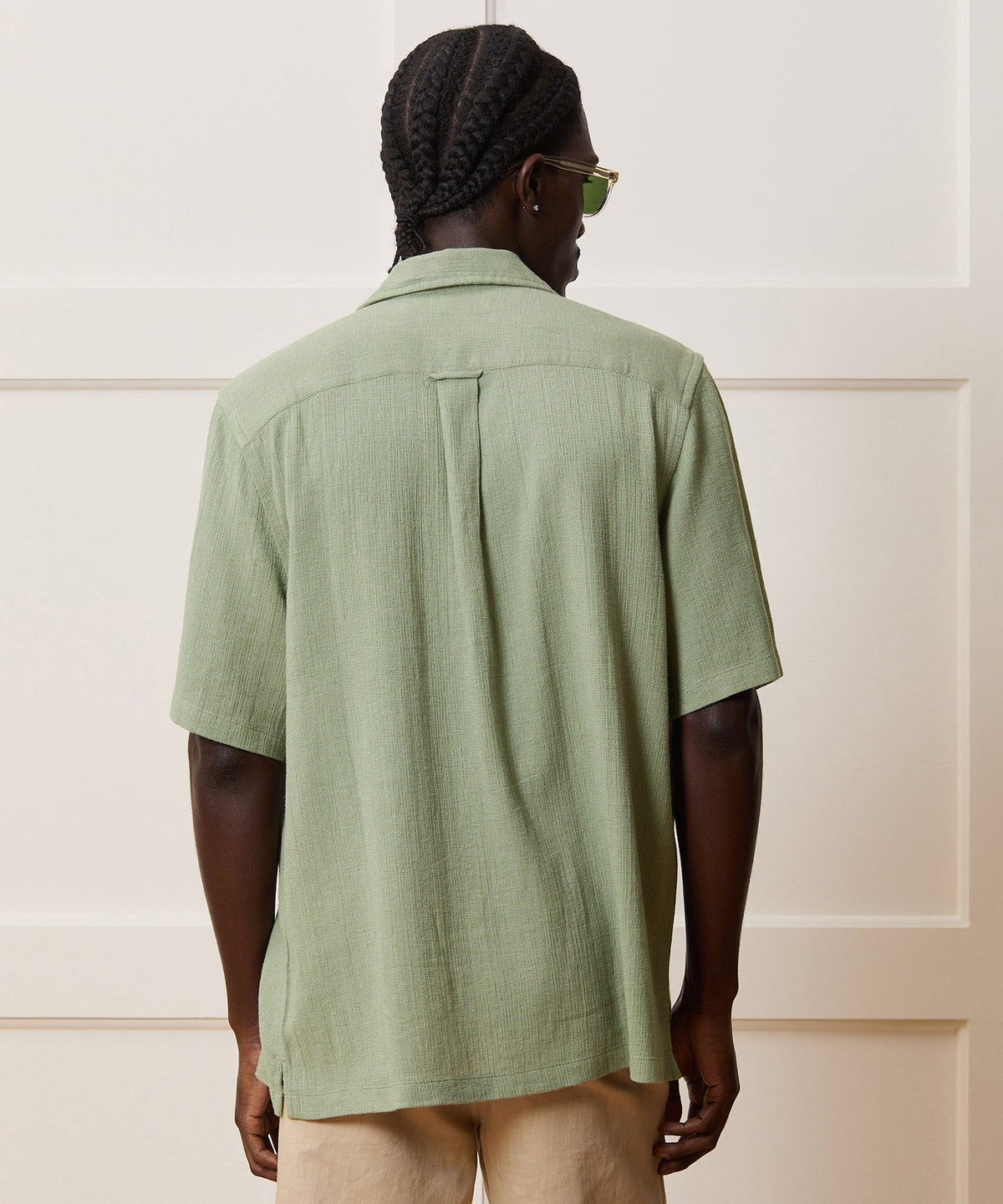 Todd Snyder Relaxed Basketweave Camp Collar Shirt - Sage